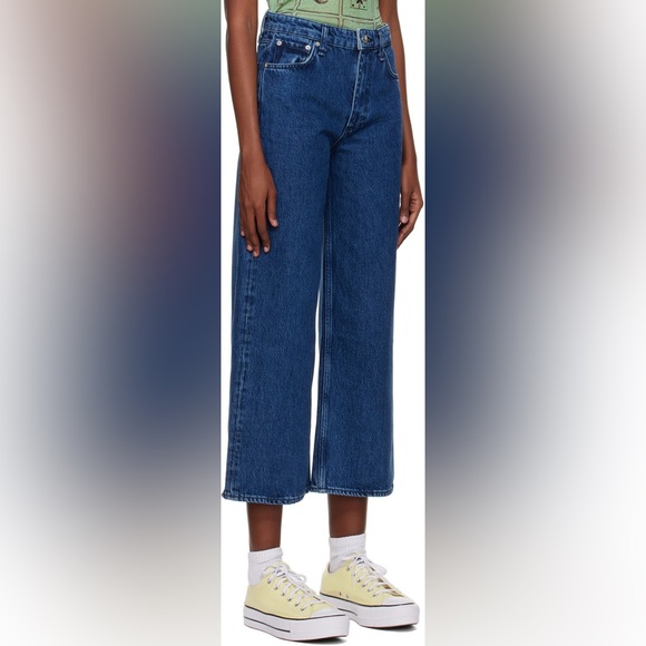 Rag & Bone Maya High Rise Ankle Wide Leg Bride Trail Blue Jeans Womens Size 28 - Picture 2 of 11
